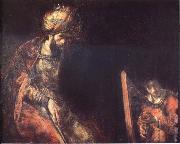 David Playing the Harp before Saul, Rembrandt van rijn
